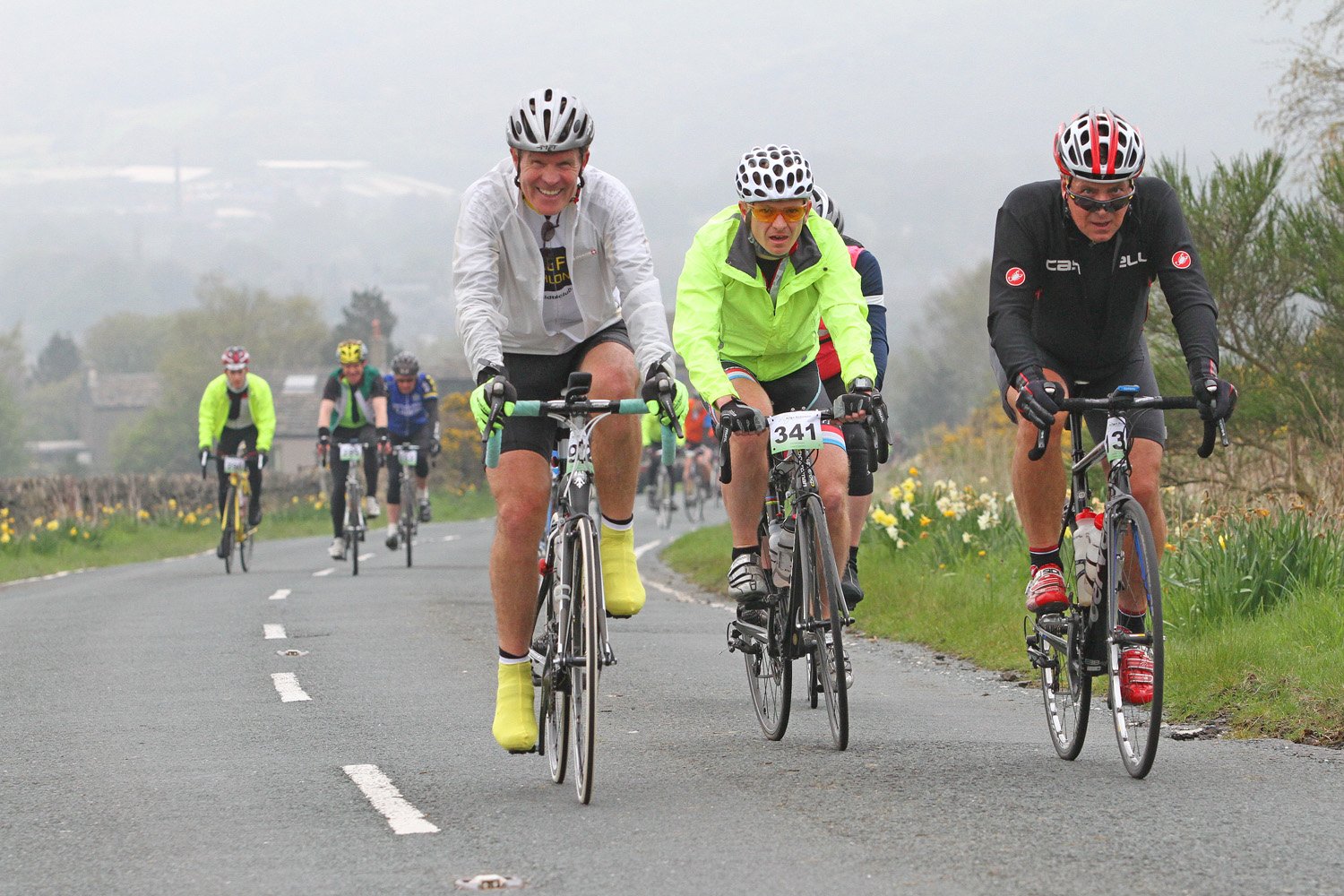 View looking down the bottom section of the climb - photo taken during the Brian Robinson Challenge Ride, Huddersfield, UK.